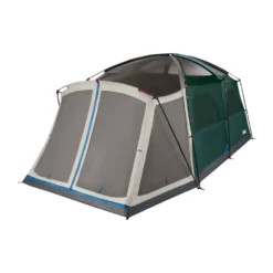 Coleman Skylodge™ 12-Person Camping Tent With Screen Room, Evergreen -Cole Store 12P CbnCnvetnlExtrnlScrnRm EG 1 FrontAngleRight FlyOff WindowsUp