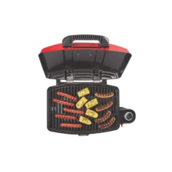 Coleman Road Trip Sportster® Propane Gas Grill -Cole Store 2000020947 coleman sportster grill open red with food angle 1 1