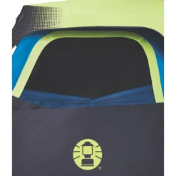 Coleman 10-Person Dark Room Instant Cabin Tent With Rainfly -Cole Store 2000032730 coleman dark room tent 10p interior side window unzipped green turquoise detail 1
