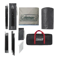 Coleman 4-Person Cabin Tent With Enclosed Weatherproof Screened Porch, Evergreen -Cole Store 2000035607 Coleman 2020 US Overhead 19Stakes 1