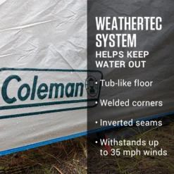 Coleman 6-Person Cabin Tent With Enclosed Weatherproof Screened Porch, Evergreen 11 Coleman 6-Person Cabin Tent With Enclosed Weatherproof Screened Porch, Evergreen -Cole Store 2000035607 Congaree ATF 3 1 1