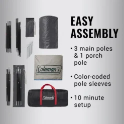 Coleman 4-Person Cabin Tent With Screened Porch, Evergreen -Cole Store 2000035607 Congaree ATF 6 1 1