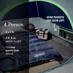 Coleman Skydome™ 4-Person Camping Tent With LED Lighting -Cole Store 2155787 ATF6