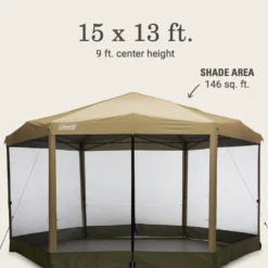 Coleman Back Home™ 15 X 13 Screen Canopy Tent -Cole Store 2156412 ShelterBackhome15x13 LightOak ATF7
