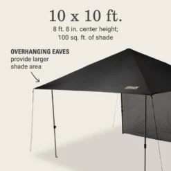 Coleman OASIS™ Lite 10 X 10 Canopy With Sun Wall -Cole Store 2156421 OasisLite10x10CanopySunWallBlack ATF5