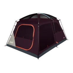 Coleman Skylodge™ 8-Person Camping Tent, Blackberry -Cole Store 8P CbnCnvntnlIntrnlScrnRm Blckbrry 1 FrontAngleRight FlyOff WindowsUp