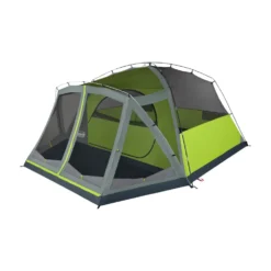 Coleman Skydome™ 6-Person Camping Tent With Screen Room, Rock Grey -Cole Store 8P DmScrnPrch RckGry 2 FrontAngleLeft FlyOff WindowsDown