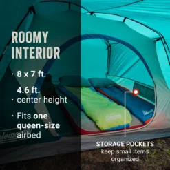 Coleman Skydome™ 4-Person Camping Tent With Full-Fly Vestibule, Evergreen -Cole Store Coleman 2000037516 Skydome FullFlyVest 4P ATF6